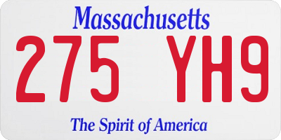 MA license plate 275YH9