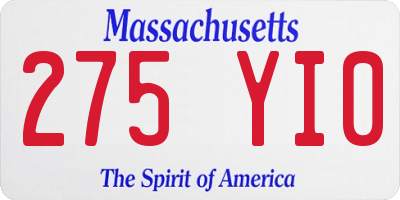 MA license plate 275YI0