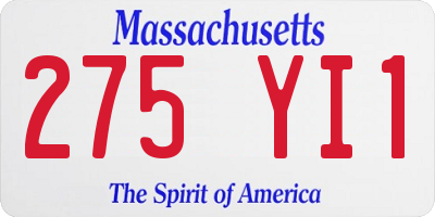 MA license plate 275YI1