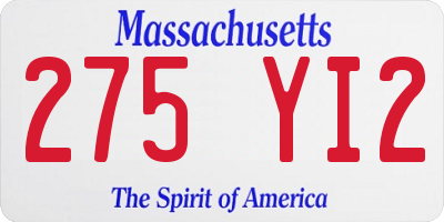 MA license plate 275YI2