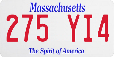 MA license plate 275YI4