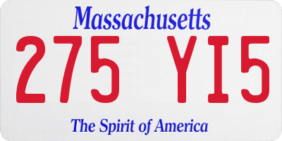 MA license plate 275YI5