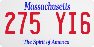 MA license plate 275YI6