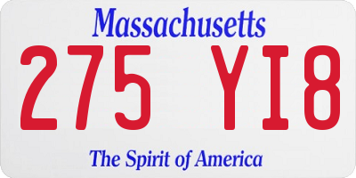 MA license plate 275YI8