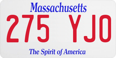 MA license plate 275YJ0