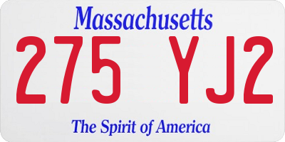 MA license plate 275YJ2