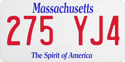 MA license plate 275YJ4