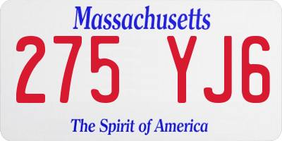 MA license plate 275YJ6