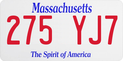 MA license plate 275YJ7