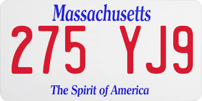 MA license plate 275YJ9