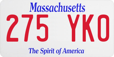MA license plate 275YK0