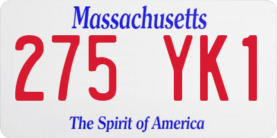 MA license plate 275YK1