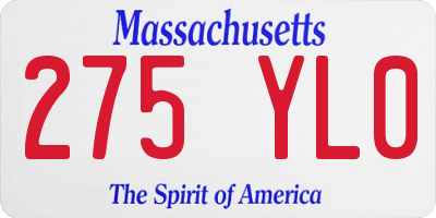MA license plate 275YL0