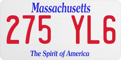MA license plate 275YL6