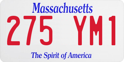 MA license plate 275YM1