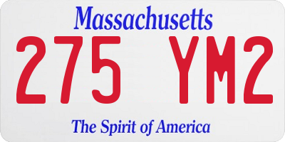 MA license plate 275YM2