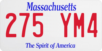 MA license plate 275YM4
