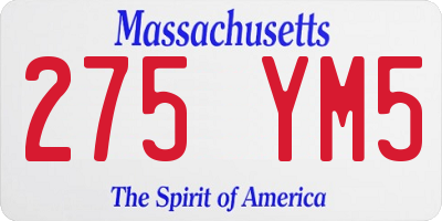 MA license plate 275YM5