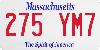 MA license plate 275YM7