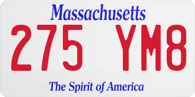 MA license plate 275YM8