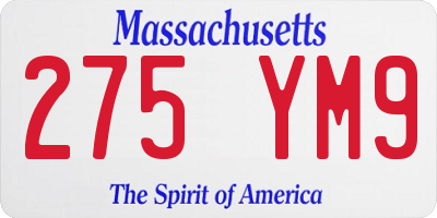 MA license plate 275YM9