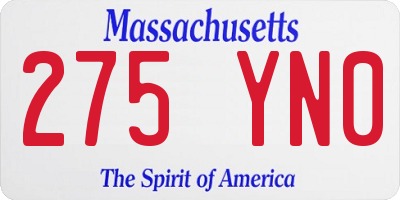 MA license plate 275YN0