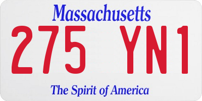 MA license plate 275YN1