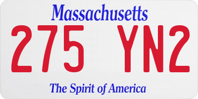 MA license plate 275YN2