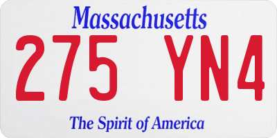 MA license plate 275YN4