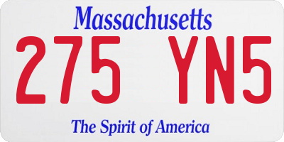 MA license plate 275YN5