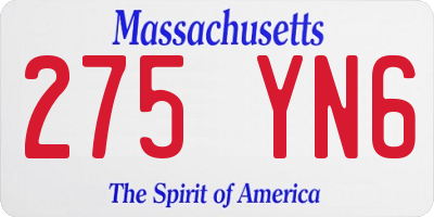 MA license plate 275YN6