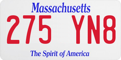 MA license plate 275YN8
