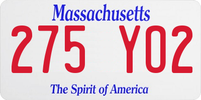MA license plate 275YO2
