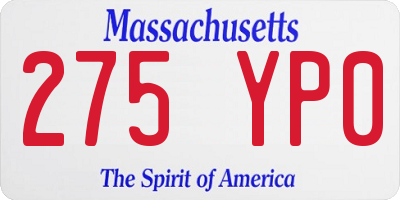 MA license plate 275YP0