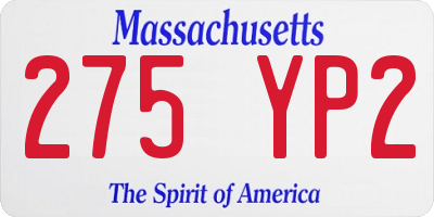 MA license plate 275YP2
