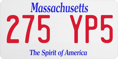 MA license plate 275YP5