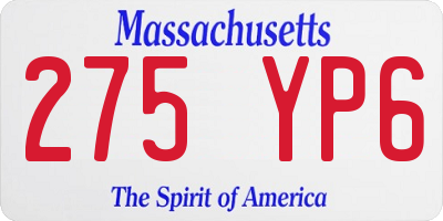 MA license plate 275YP6