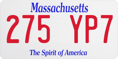 MA license plate 275YP7
