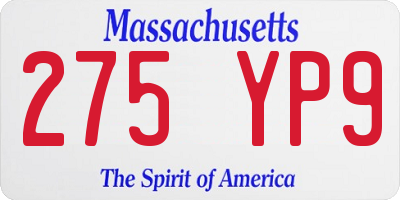 MA license plate 275YP9