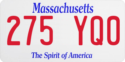 MA license plate 275YQ0