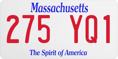 MA license plate 275YQ1