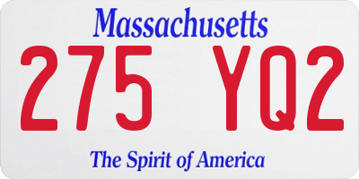 MA license plate 275YQ2