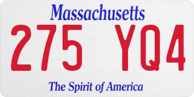 MA license plate 275YQ4