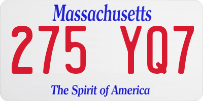 MA license plate 275YQ7