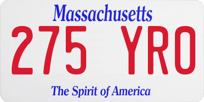 MA license plate 275YR0