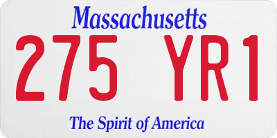 MA license plate 275YR1