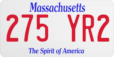 MA license plate 275YR2