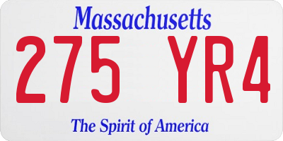 MA license plate 275YR4