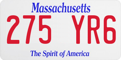 MA license plate 275YR6