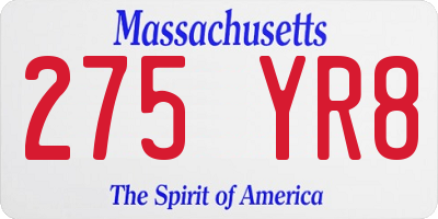 MA license plate 275YR8